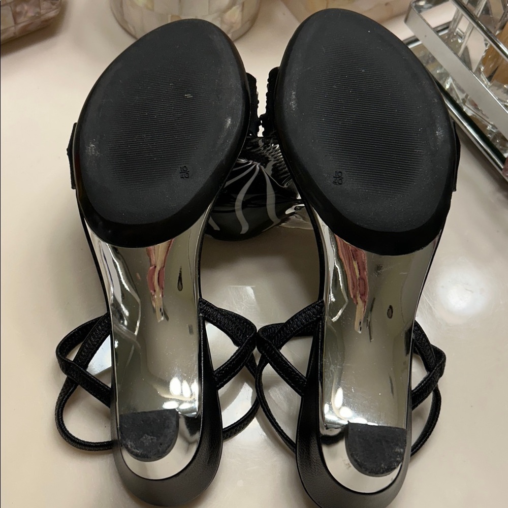 Onex Black Rhinestone Heels / Sandals - Picture 7 of 15